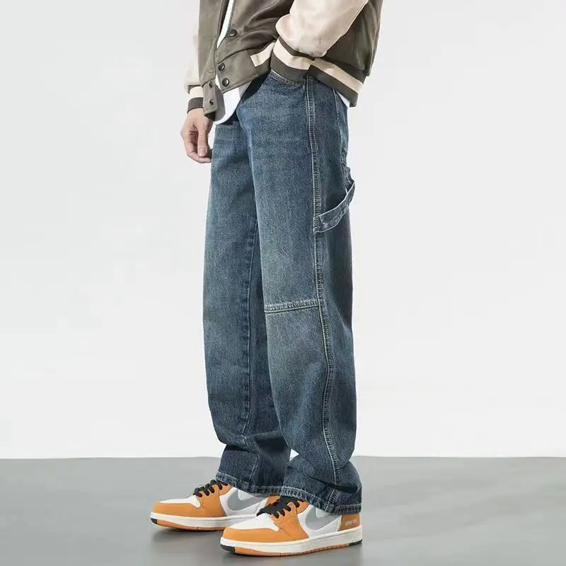 

Spring Men Blue Jeans 2023 Fashion Casual Classic Style Wide Leg Loose Soft Trousers Male Brand Advanced Stretch Pants Z68