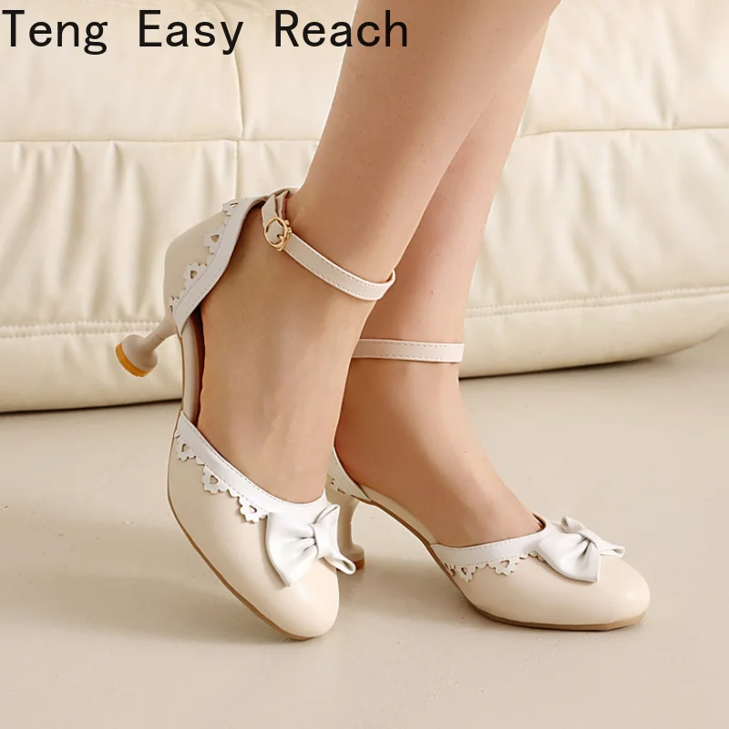 2026 Women's High Heels Round Head High Heels Bow Decoration Single Shoes Multiple Colors Simple and Elegant Sizes 32-43