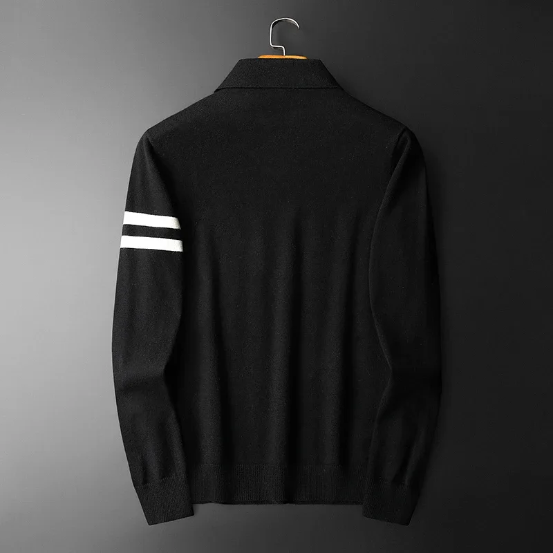 Minglu Wool Men's Sweaters High Quality Long Sleeve V Collar Solid Color Autumn Winter Computer Knitted Male Sweaters 4XL