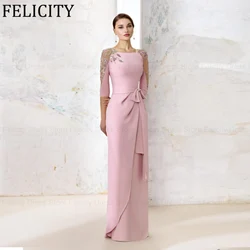 FELICITY Fashion Pink Mother of the Bride Dress 2024 Mermaid Wedding Guest Dresses Applique Customized Bow Party Evening Gowns