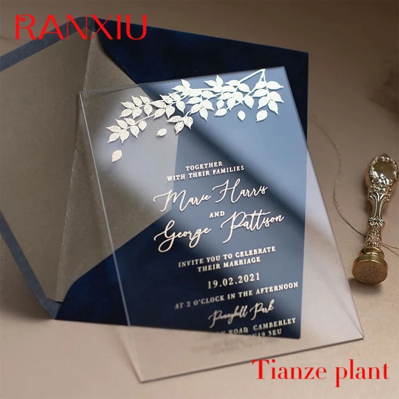 Custom Factory Custom Logo and Design Professional Card Custom Acrylic PVC Transparent Wedding Invitation Card