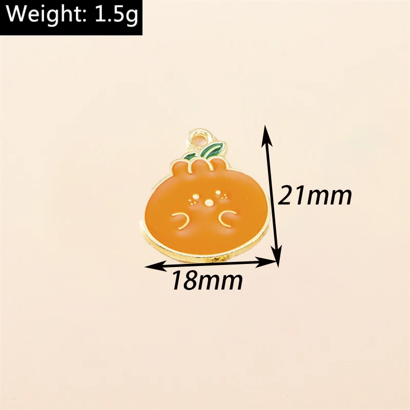 20 Stück 18x21mm Niedliche Frucht-Anhänger aus Emaille in Orange für Schmuckherstellung, Halsketten, Ohrringe, Armbänder, DIY-Bastelzubehör – Detail 1