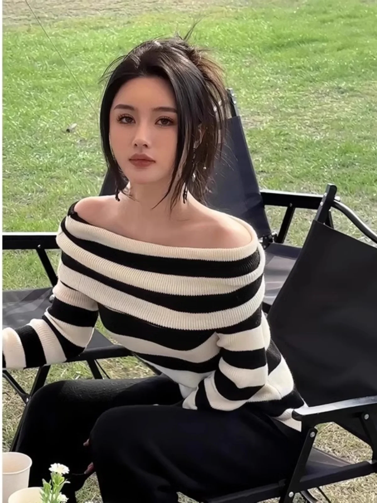 

Свитера Джемперы Пуловеры Женский полосатый свитер Зимний узор Бахрома На открытом воздухе Природа Животное Мягкое омбре Зима Теплый Элегантный