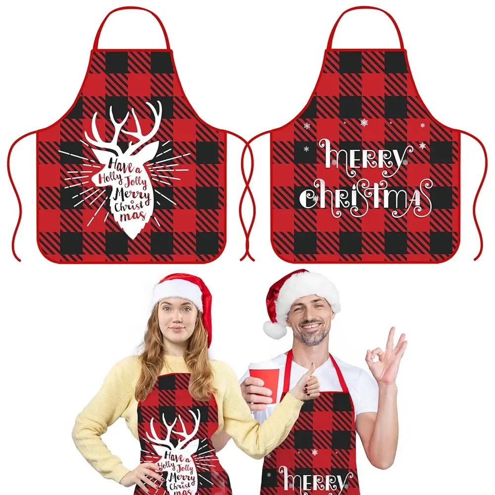 

2 шт. Рождественские фартуки для женщин и мужчин - забавные водонепроницаемые фартуки для выпечки и готовки