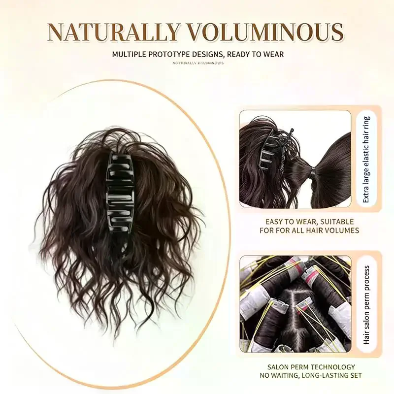 Synthetic Claw Clip Bun Hairpiece Latin Curly Volume High Ponytail Hair Donut Fake Hair Daily Party Accessory for Women