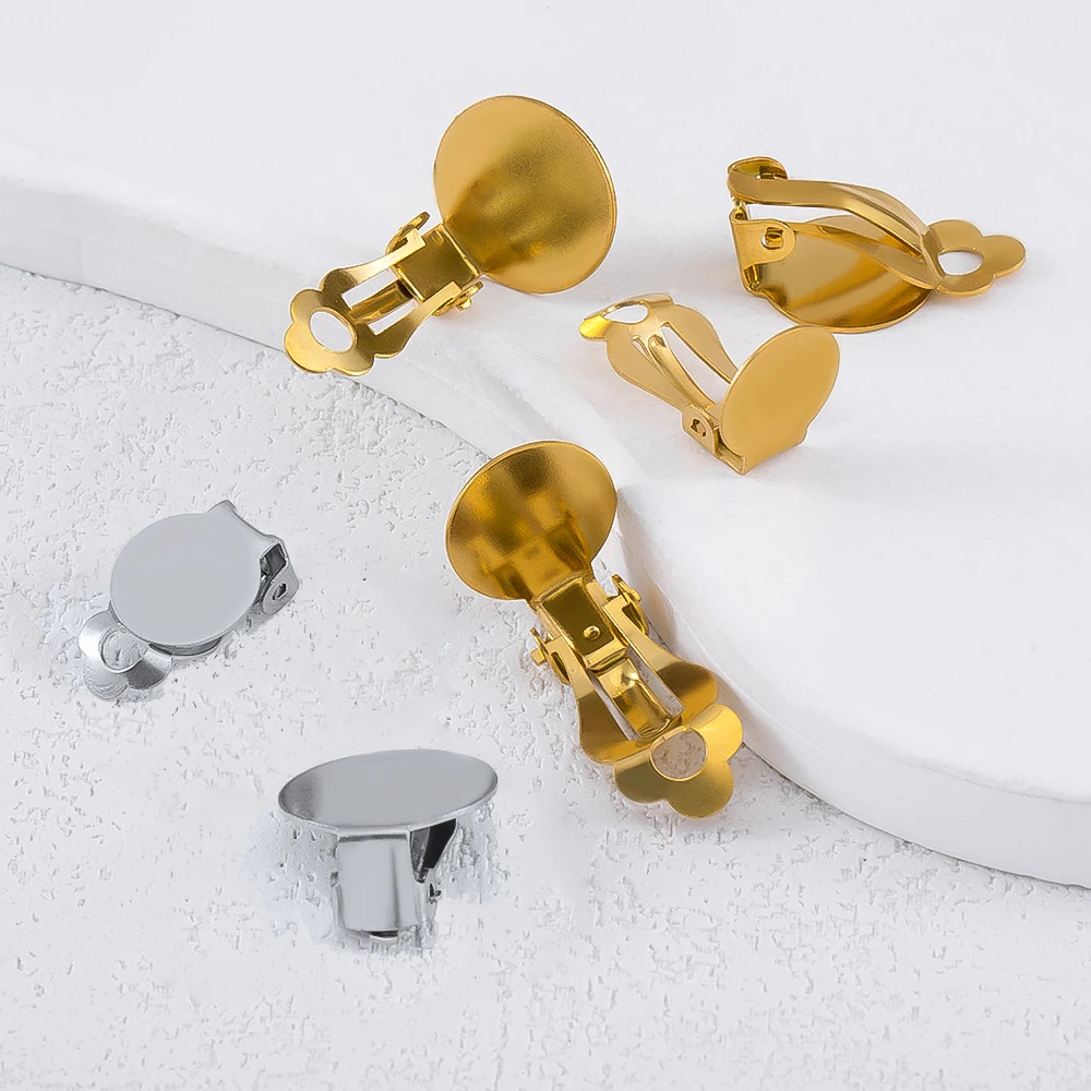 5pcs Minimalism 304 Stainless Steel Ear Clips Electroplated For Color Retention For DIY Handcraft Jewelry Accessories Materials