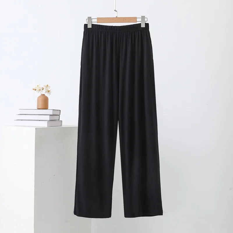 Men's Summer Modal Pocket Straight Leg Pants Solid Loose Casual Pants Thin Style Simple Home Pants Plus Size Sleeping Pants