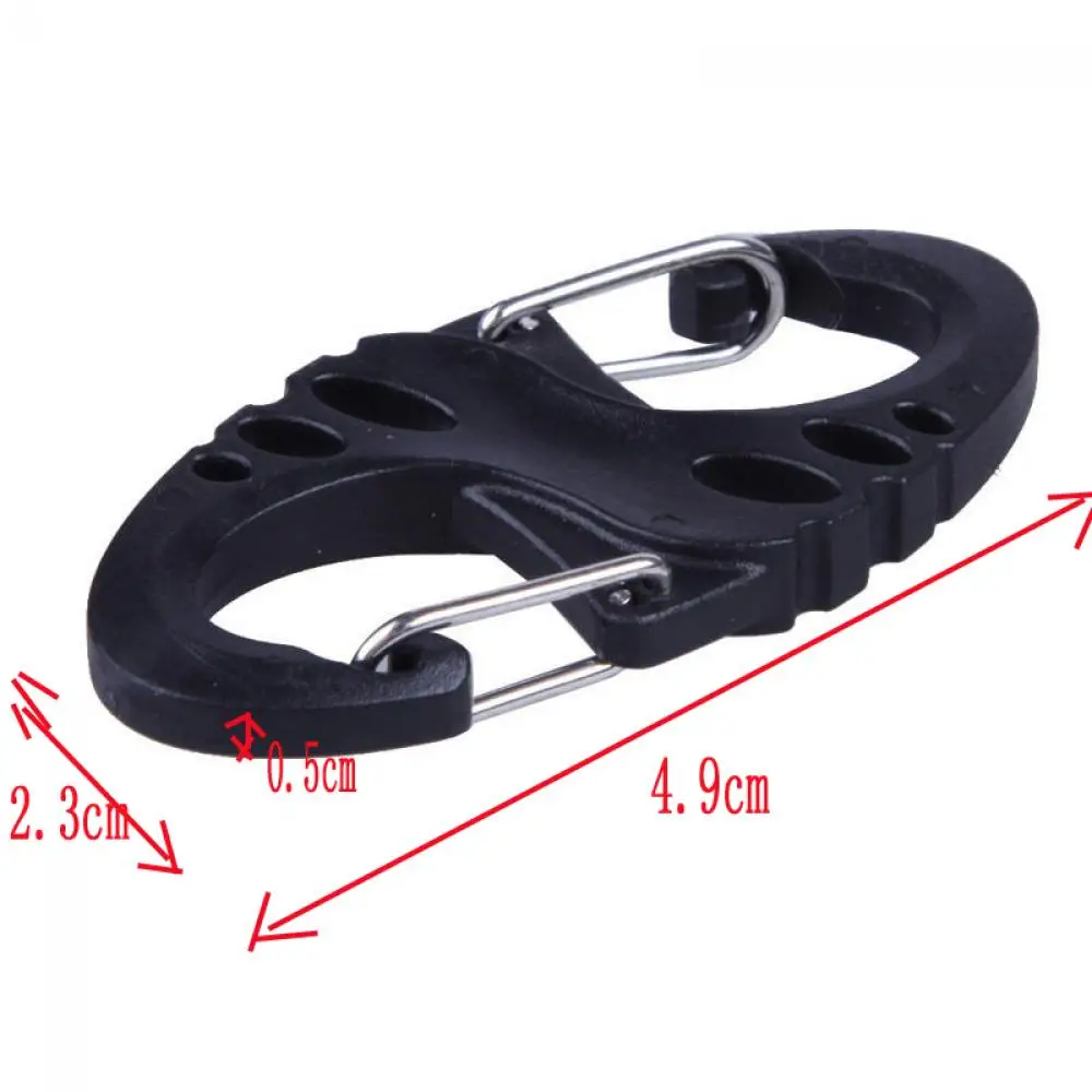 5PCS/10PCS Mini Portable Plastic Steel Dual Buckle S-Type Carabiner Climbing Hook Keychain