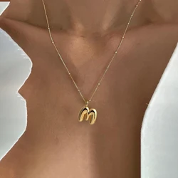 MHS.SUN New Cute Tiny Bubble Balloon Initial Necklace Gold Color Mini Chubby 26 Alphabet Letter Pendant Necklace Jewelry Gifts