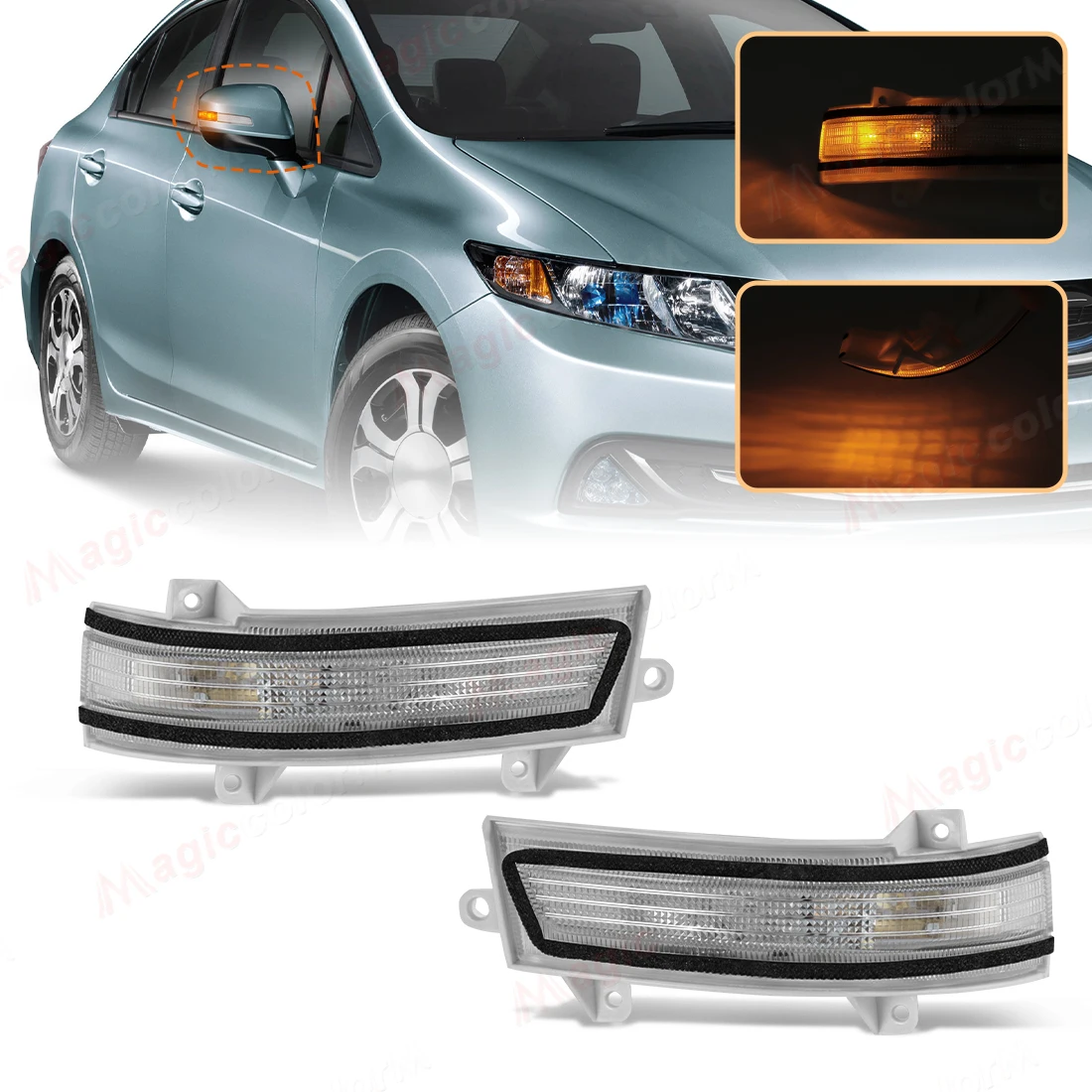 LED Rearview Mirror Turn Light For Honda Civic 9th 2012-2015 City 2009-2013 GM2 GM3 JADE 2014-2016 Amber Side Rear View Mirror