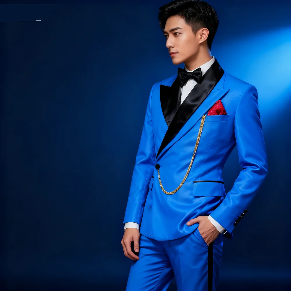 

Slim Fit Monochromatic Terno De Trespassado for Men Jacket And Pants Wedding Groomsmen Formal Ternos Dinner Smalking Suit