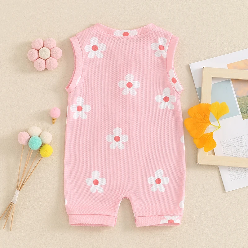 Newborn Baby Girl Clothes Jumpsuit Flower Printed Sleeveless Round Neck Romper 3 6 9 12 18 Months Baby  Summer Clothes