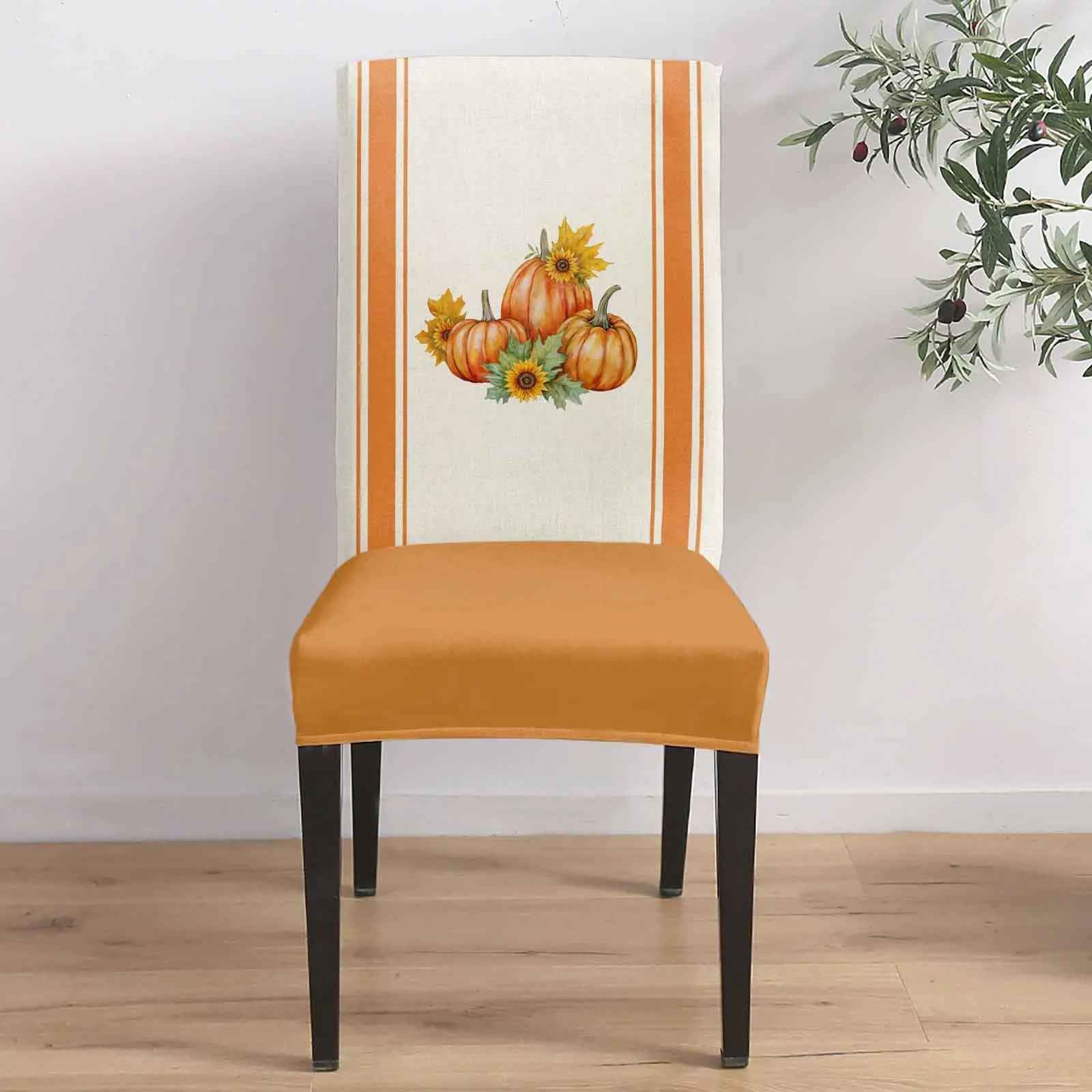 

Vintage Autumn Sunflower Pumpkin 4/6/8PCS Spandex Elastic Chair Case For Wedding Hotel Banquet Dining Room