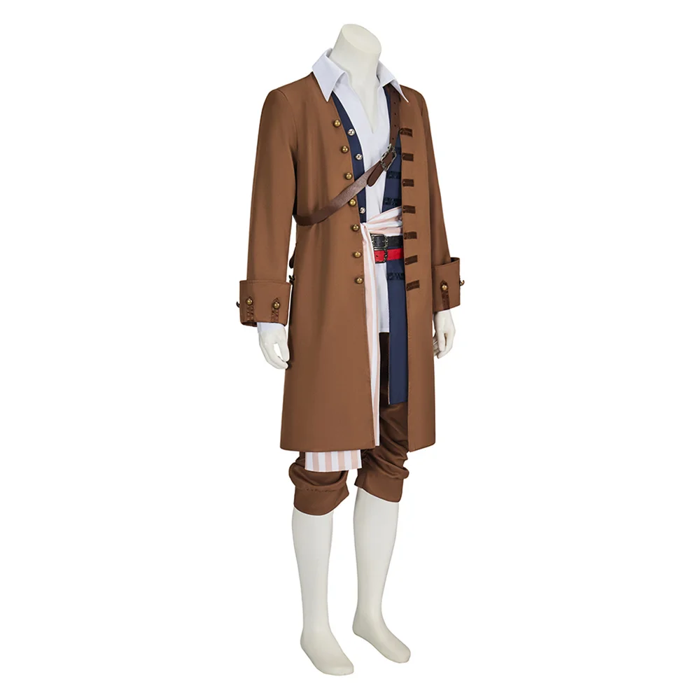 Filme jack cosplay traje masculino capitão jaqueta calças com cinto pirata conjunto completo uniforme halloween carnaval festa outfits