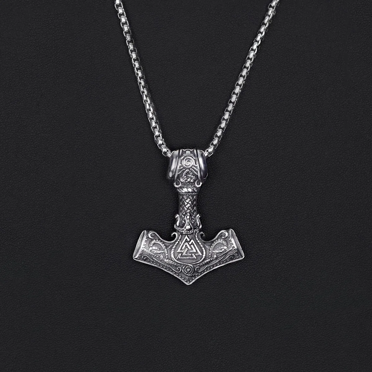 Viking Battle Axe Necklace, Norse Wolf Raven Amulet Pendant, Jewelry Gift for Men