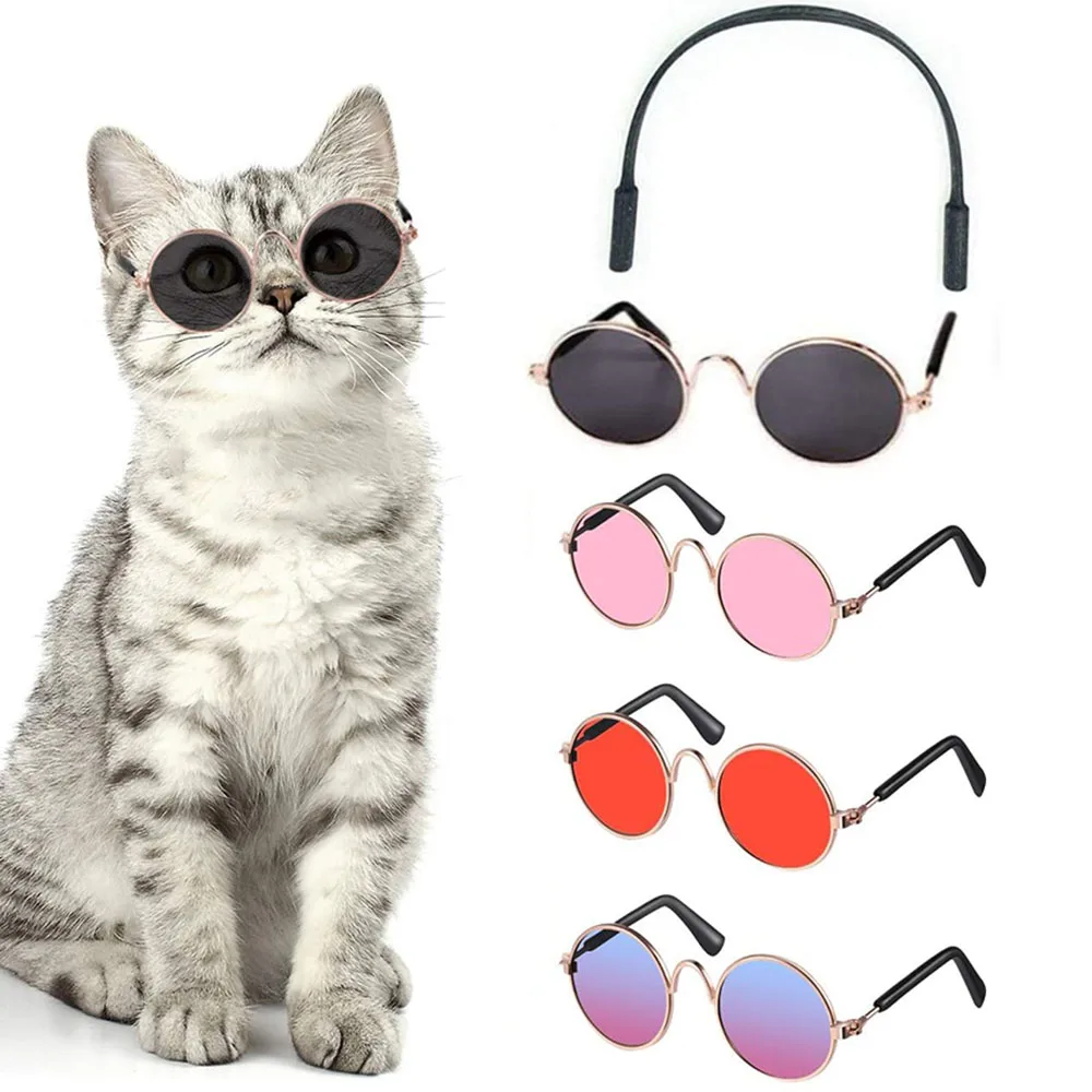 Gafas de sol para gatos, gafas de sol con protección UV para cachorros al aire libre de verano, gafas de sol para muñecas, accesorios para fotos de Cosplay para perros pequeños, lindas gafas de sol para mascotas