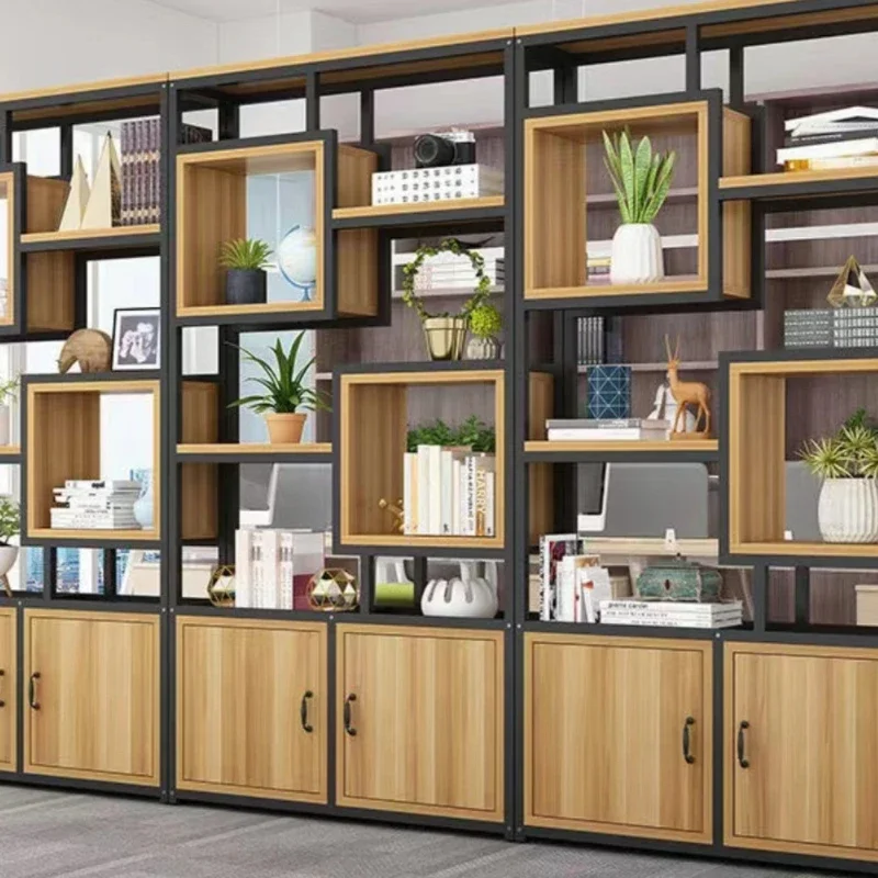Bookshelf Floor-to-ceiling simple multi-layer bookcase Office  screen flower stand Living room wrought iron partition wall shelf