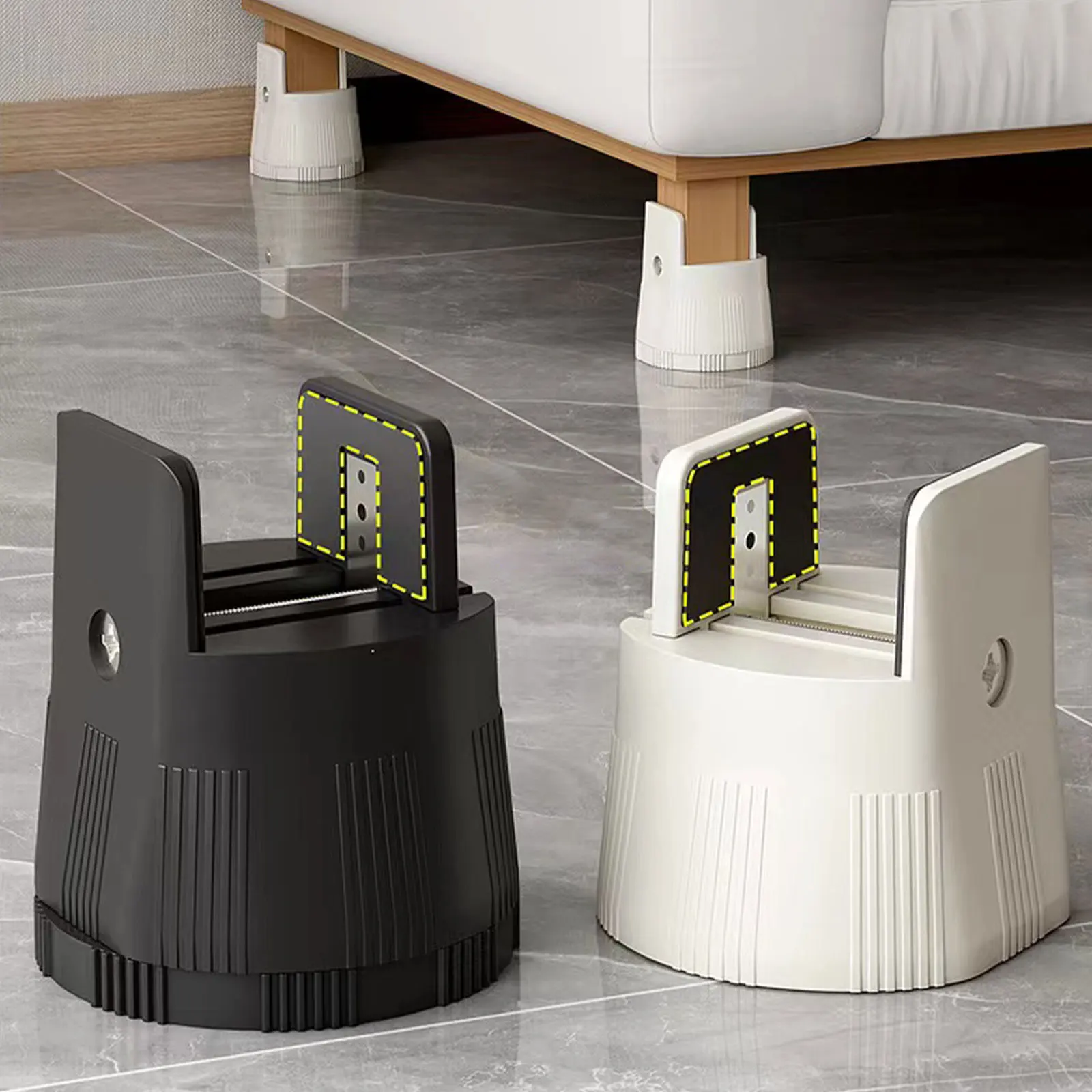 

2pcs Heightening Pads 6-8cm Black Adjustable Furniture Risers Non Slip Feet for Tables Chairs Sofas Extensions Desk