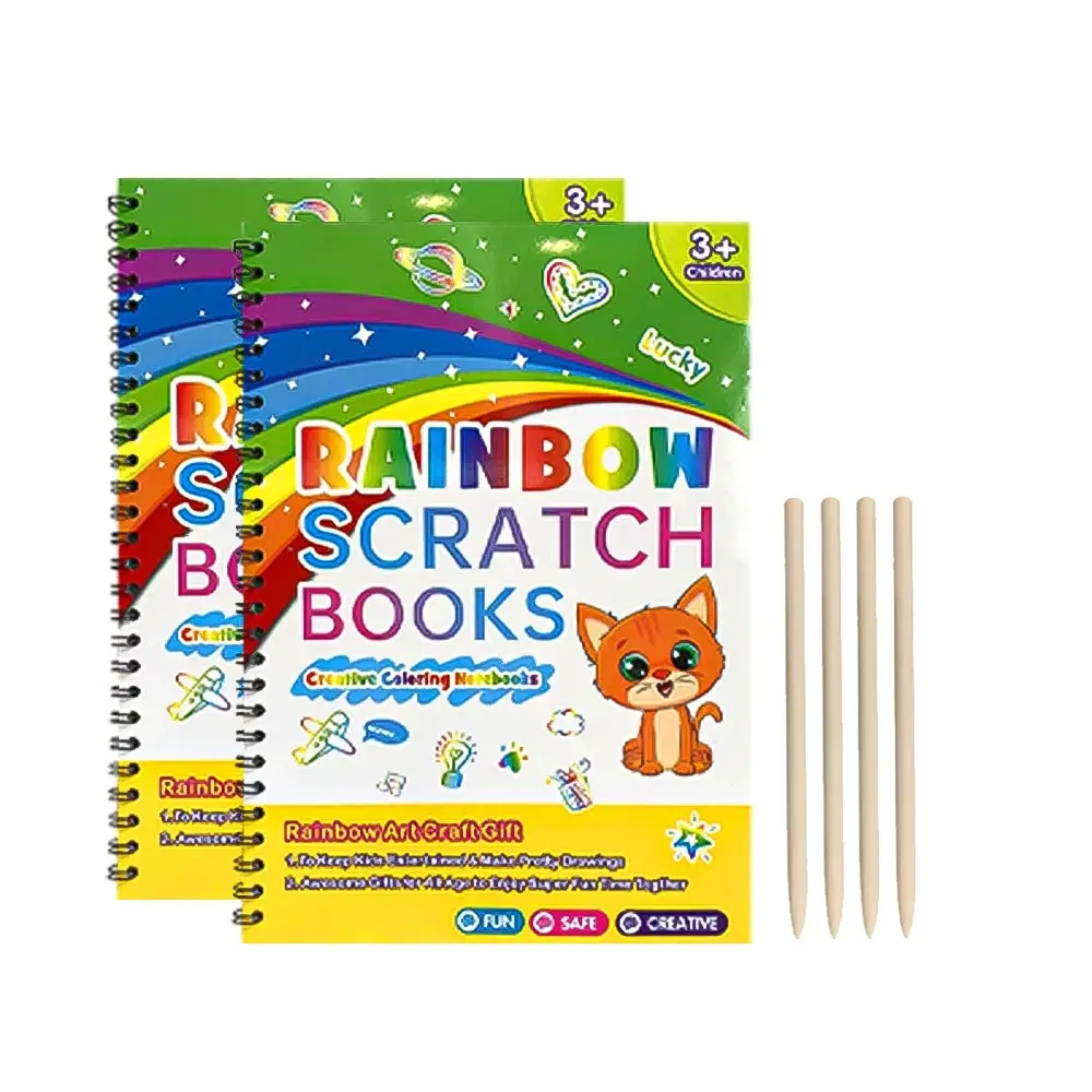 2 Pack Rainbow Scratch Art Set For Kids Drawing Coloring Craft Black Magic Art Supplies Kit Scratch Paper Art Craft Easter Gift