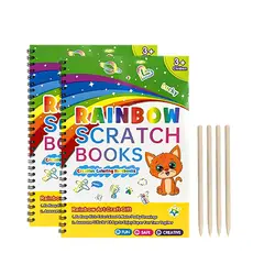 2 Pack Rainbow Scratch Art Set For Kids Drawing Coloring Craft Black Magic Art Supplies Kit Scratch Paper Art Craft Easter Gift