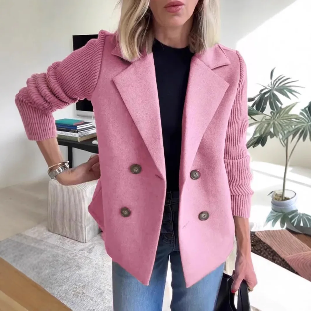 2025 Spring and Autumn New Women's Suit Collar Casual Top Tweed Jacket Thick