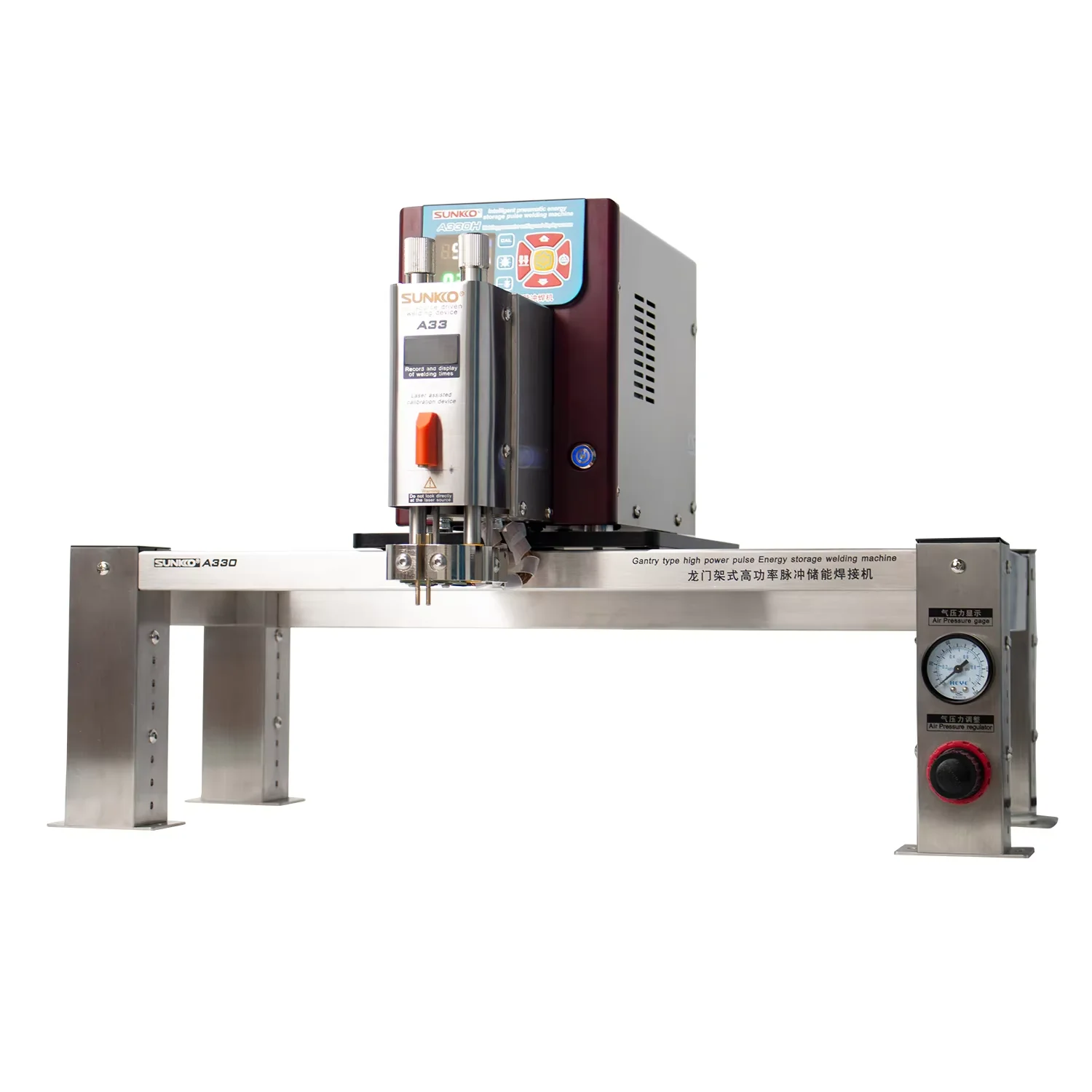 SUNKKO A330H Gantry Energy Storage Spot Welder 42KW Pneumatic Battery Spot Welding Machine for LiFePO4 Copper Aluminum Weld