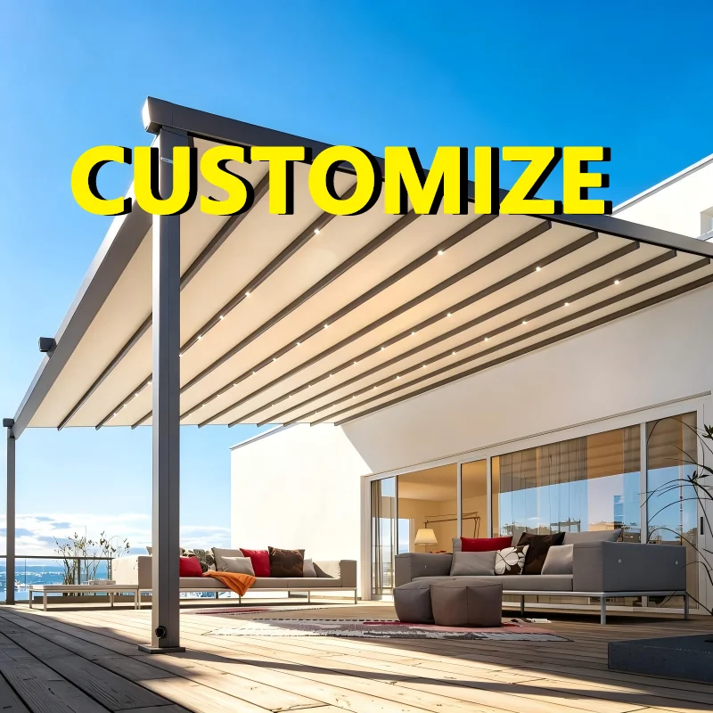 Any Size Custom Aluminum Bioclimatic Pergola Modern Minimalist Remote Controlled Louvers Thermal Outdoor Yard Leisure Sun Canopy