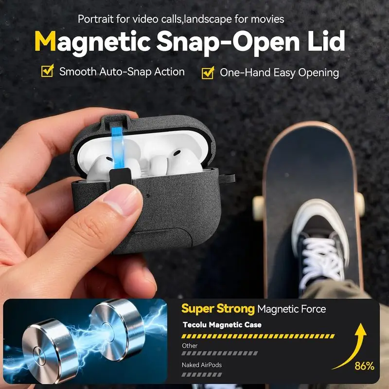 New Hard Cover For 2026 AirPods 5/4/Pro 3/Pro/Pro 2【Compatible with MagSafe】Magnetic Snap-On Lid Case For AirPods Pro 3 Stand