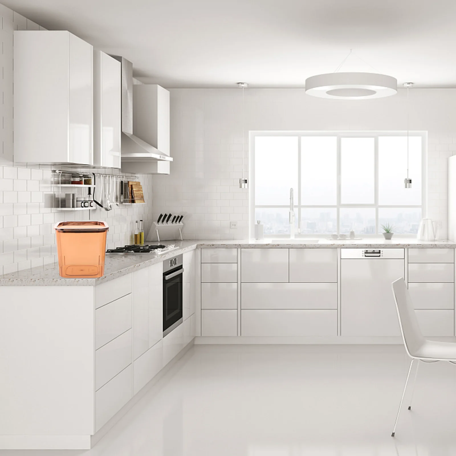 

Stylish Clear Trash Can Multi-Functional Garbage Bin for Home Office Kitchen Bedroom Pet Material Add Beauty Charm Room