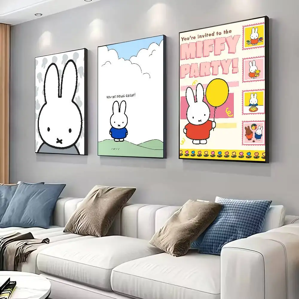 M-Miffy Cool Poster for Living Room, Bedroom, Office, or Bar, Frameless, Indoor Use, Bedroom Wall Art.
