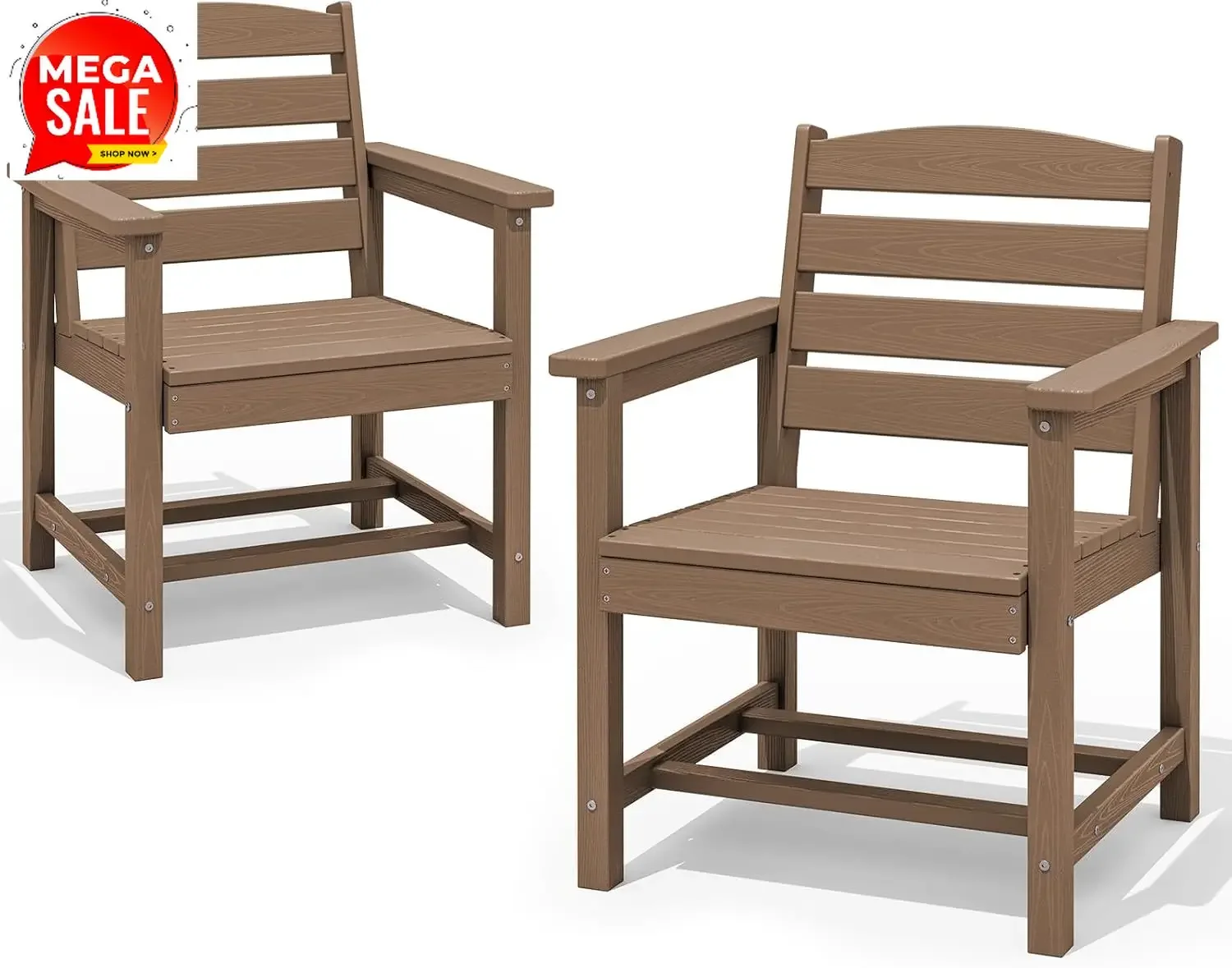 Patio Dining Chair Set of 2,All Weather HDPE Dining Chair, Brown | Outdoor Dining Chairs built to last with 330 lb capacity. Com