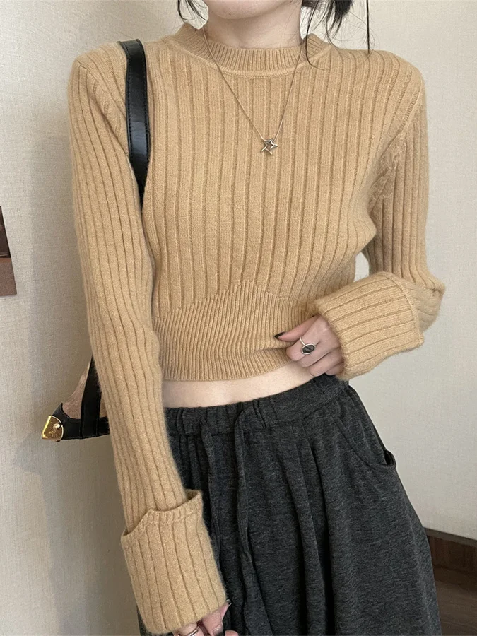 

Женская облегающая трикотажная кофта Ele Slim Fit с длинным рукавом для осенне-зимнего сезона, универсальная модель