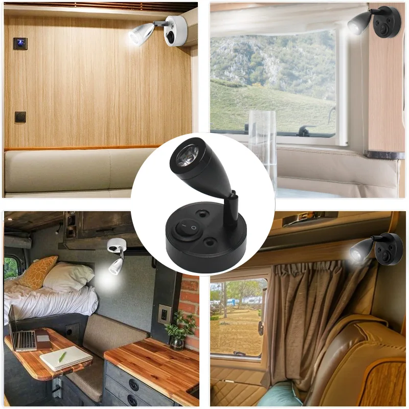 Cross Border LED Ship Yacht Work Spotlight 12-24V RV Ceiling light Lathe Head Wall Lamp Motor Home 3W Ship led Reading Lighting
