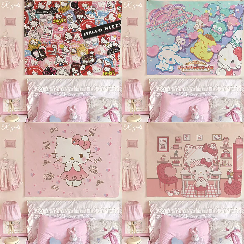 

Подвесная ткань с милым мультяшным рисунком Sanrio, настенное покрытие для гостиной, уродливая настенная ткань, декоративная живопись, ткань для фона Advanced Sense