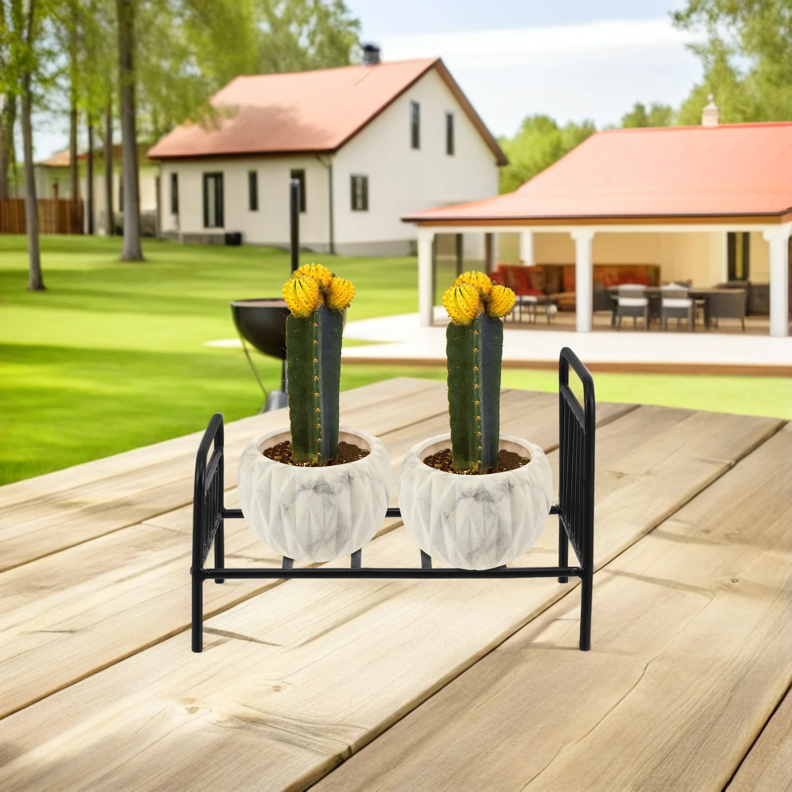 1 قطعة سرير حديدي صغير حامل أوعية الزهور خمر دمية الأثاث المعادن زارع ناهض لغرفة النوم غرفة المعيشة منزل صغير