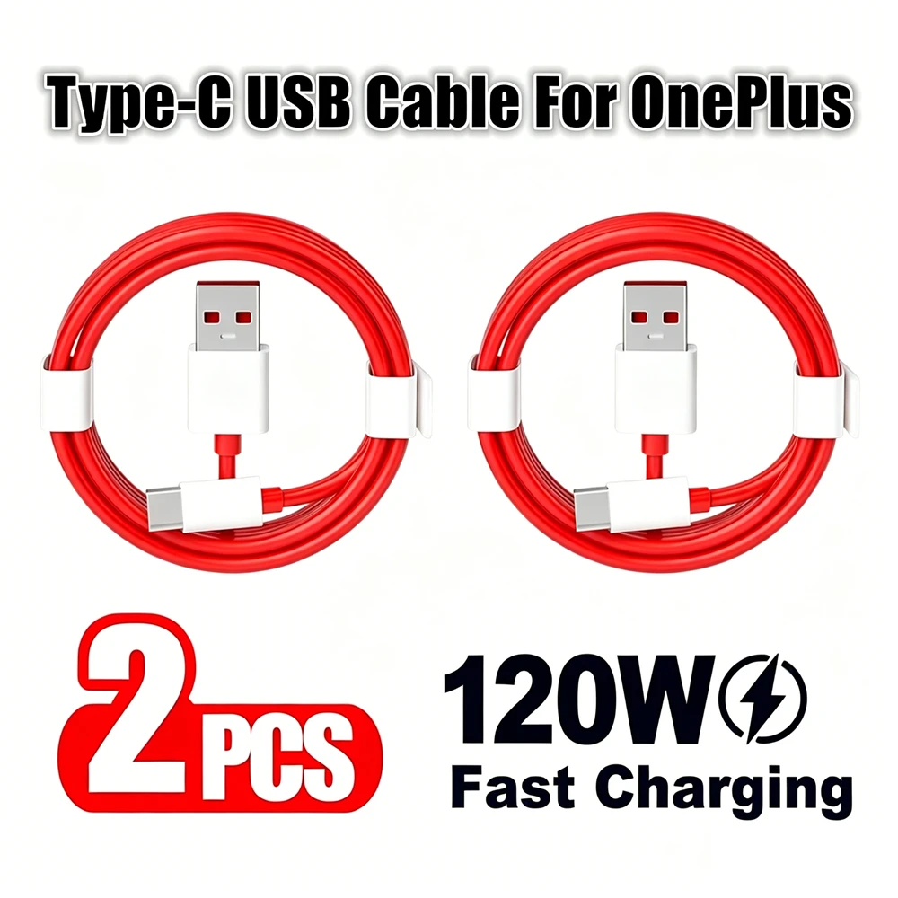 2PCS 120W USB Type C Super Fast Charging Cable For OnePlus 9 10 Pro 11 12 13 15 Nord 2T 3 4 5 N20 N30 Type-C Flash Charge Cable