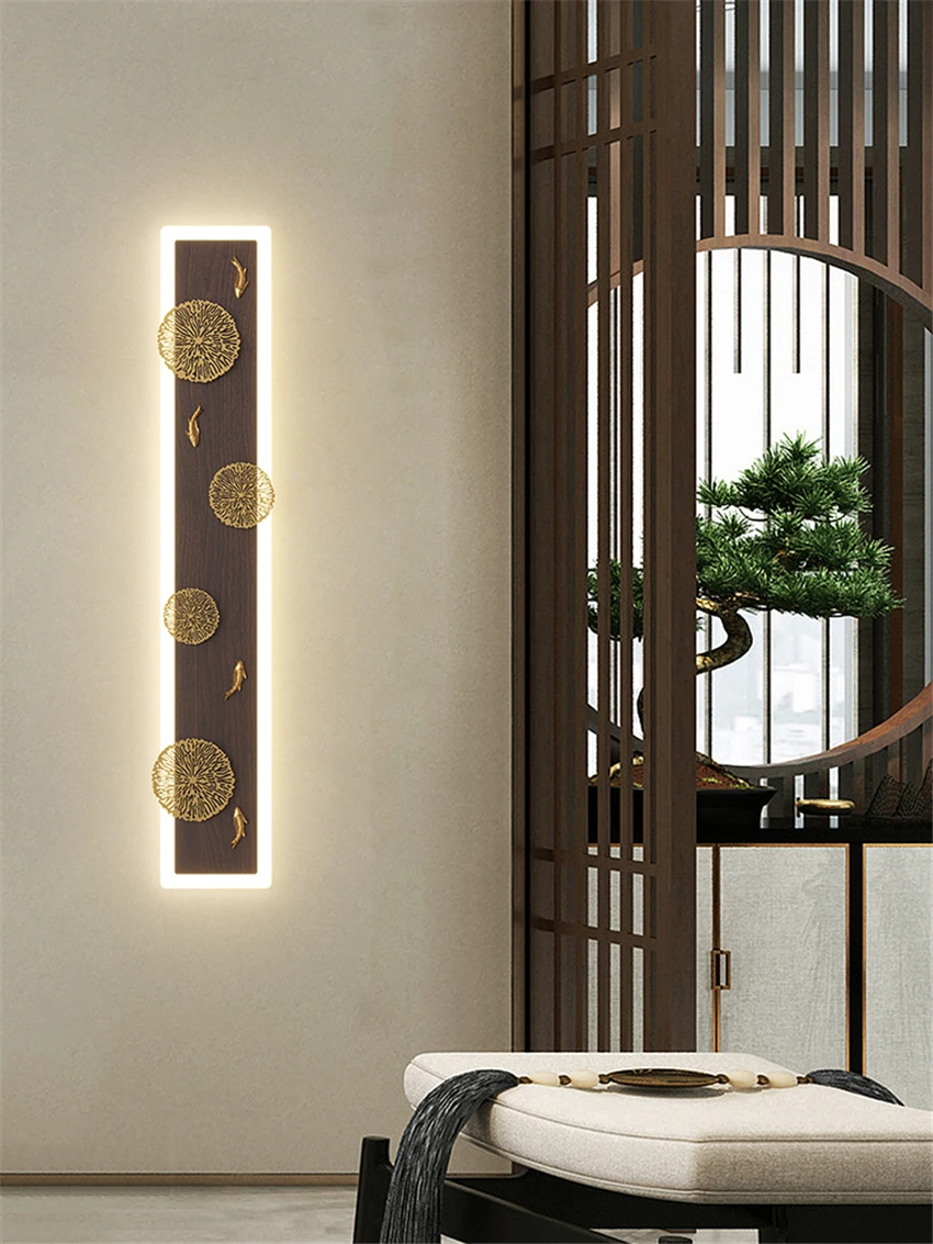 Modern Luxury Strip Walnut Wood Living Room Wall Lamps Bedroom Study Art Deco Dining Room Corridors Simple Interior Wall Lights