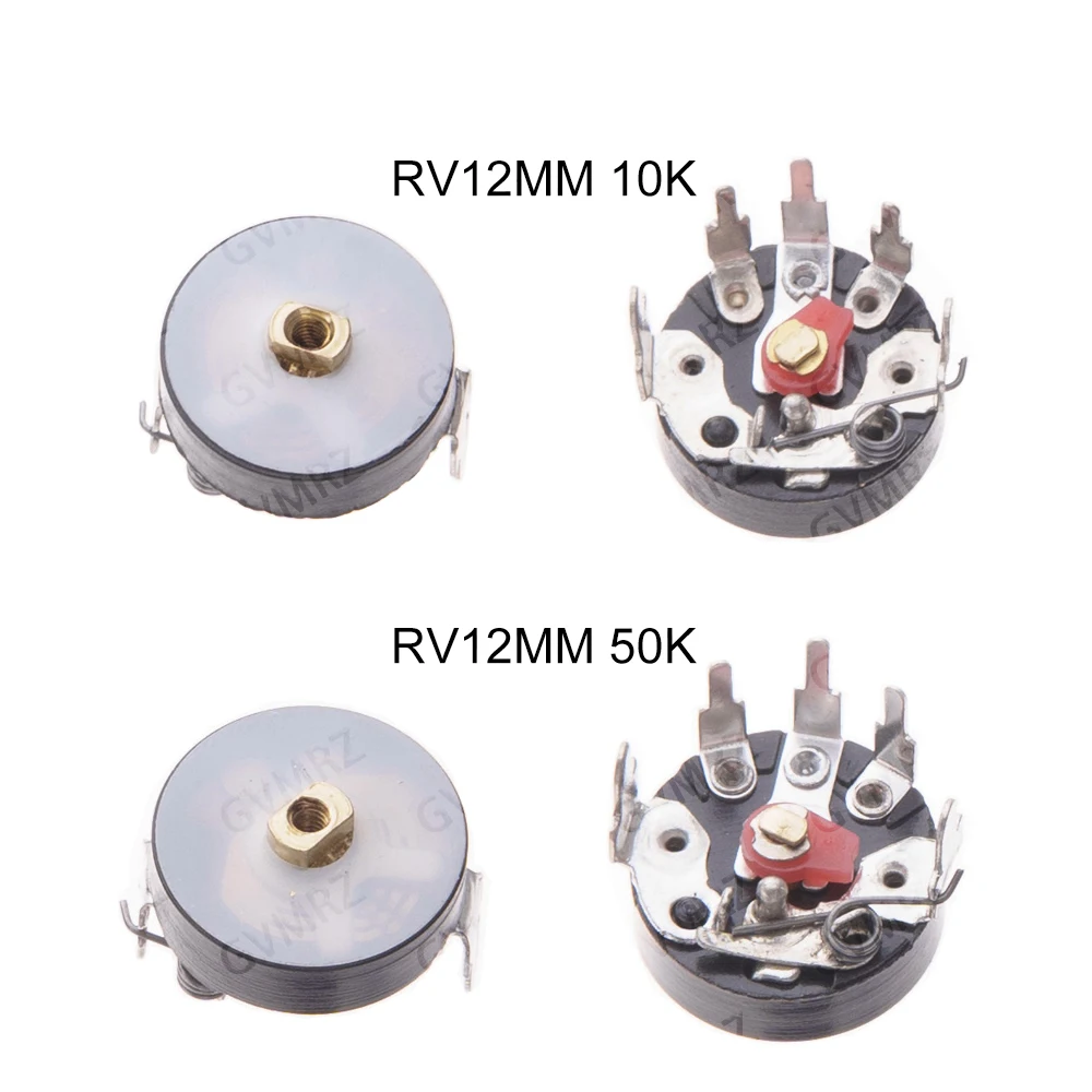 5PCS B50K RV12MM B10K Straight Angle Radio Potentiometer B103 B50K B503 Power Amplifier Volume Potentiometer With Switch 12mm