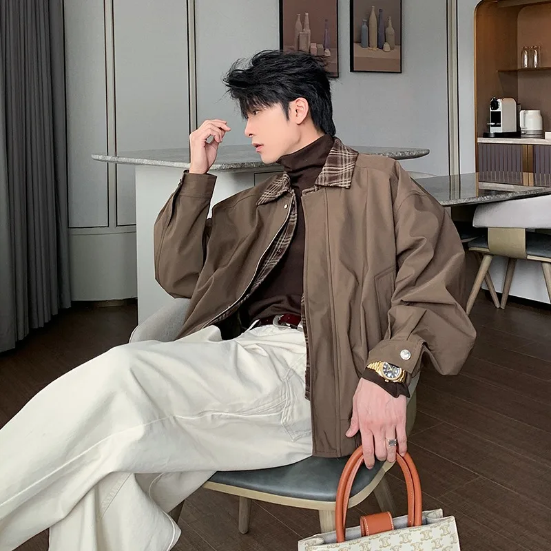 

American High Street Versatile Casual Workwear Jaet Outerwear Trendy Brand Men's Autumn Winter Polyester Fiber Stand Fit