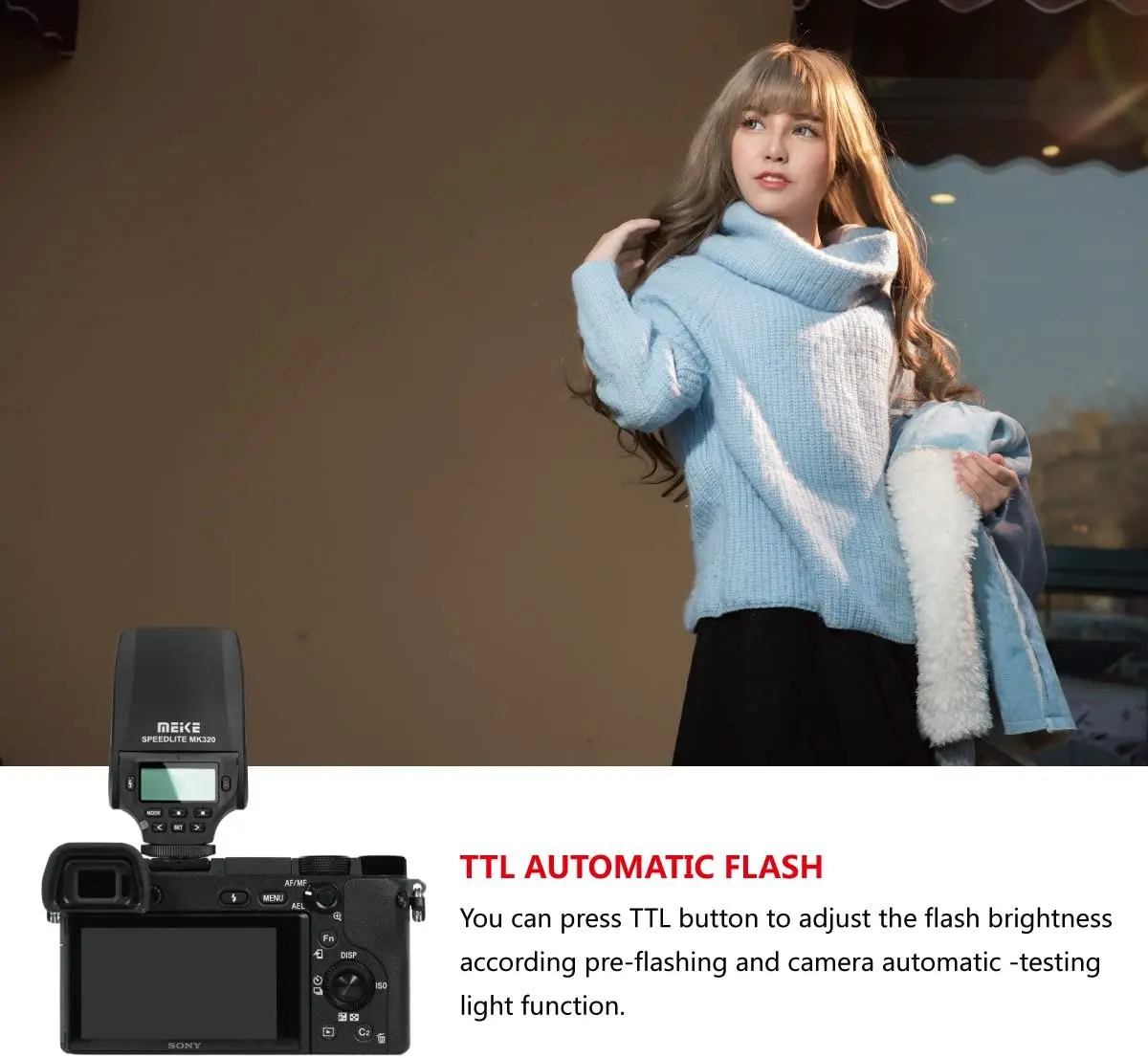 Imagem -05 - Ttl Flash Velocidadelite para Canon Nikon Fujifilm Olympus Panasonic Sony a7 A7r A7s a7 ii A77 ii A6000 Nex6 A58 A99 Rx1 Meike-mk320