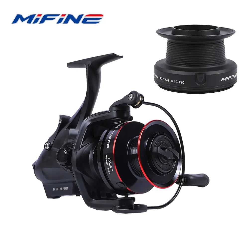 MIFINE 스피닝 낚시 릴 MIFINE BUNSEN 물고기 입질 경보 표시 스피닝 낚시 릴, 후면 전면 듀얼 드래그, 10kg, 6 + 1BB, 4.7:1, 6000 7000 잉어 낚시
