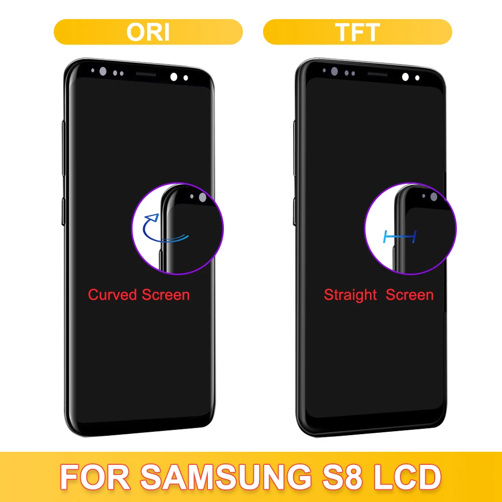 100% Tested S8 TFT LCD For Samsung Galaxy S8 G950 SM-G950FD Lcd Display Touch Screen Digitizer Assembly Replacement with Frame