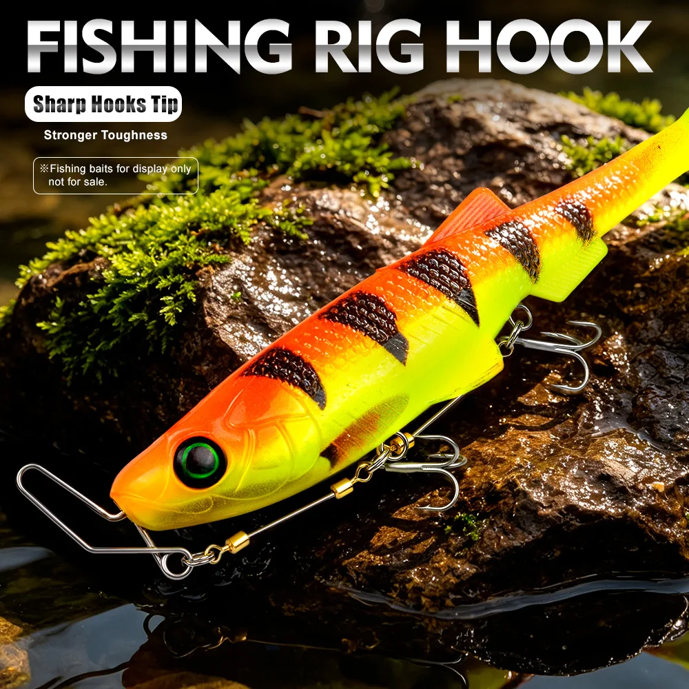 PROBEROS 2Sets/Box Stainless Steel Wire Leader Rig Twist Lock Spring Double Treble Hooks & Snap Swivel Anti‑Bite Wire Trace Hook