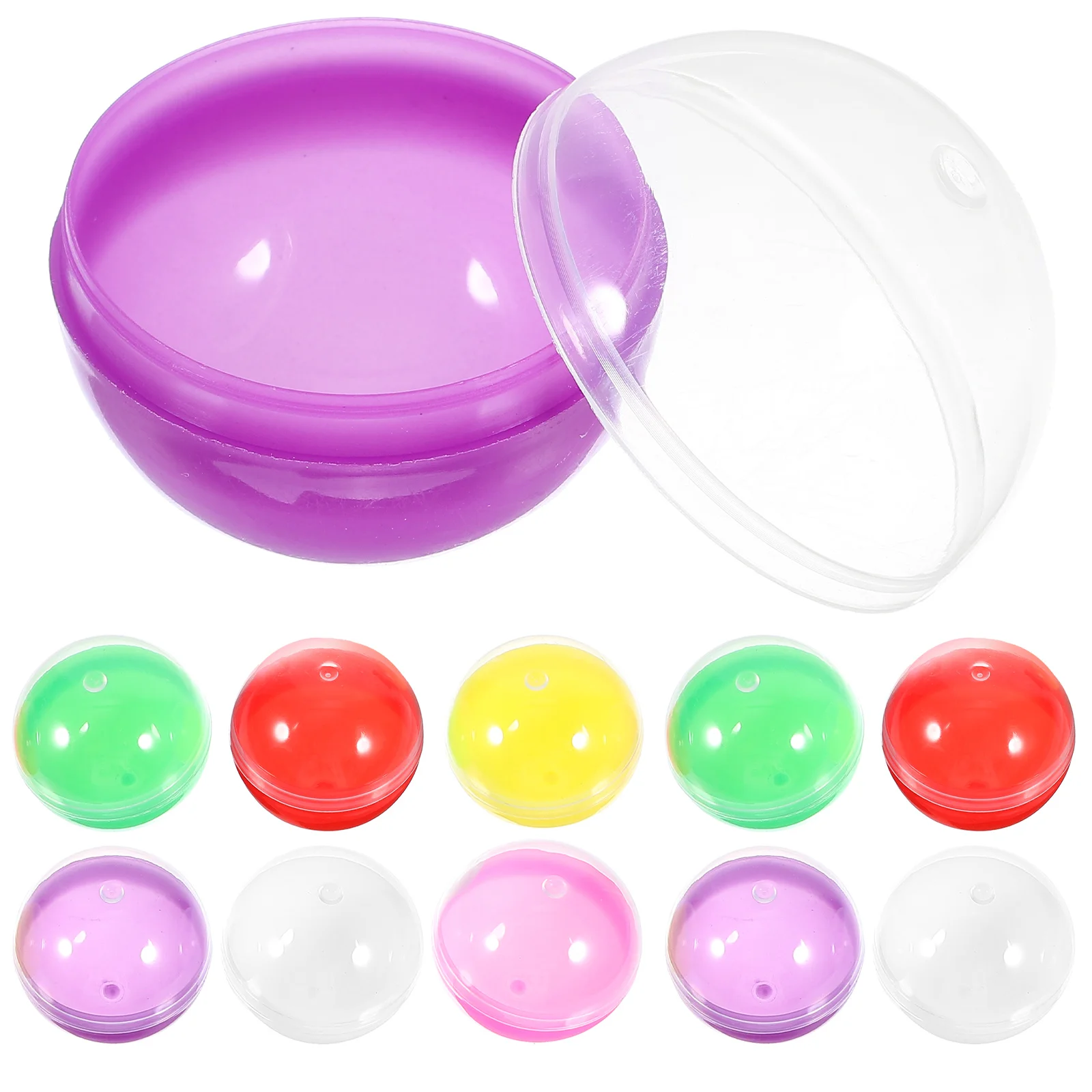 50 Pcs Egg Machine Capsule Shell Empty Capsules Balls Candy Box Round Plastic Gumballs Vending Funny Colored