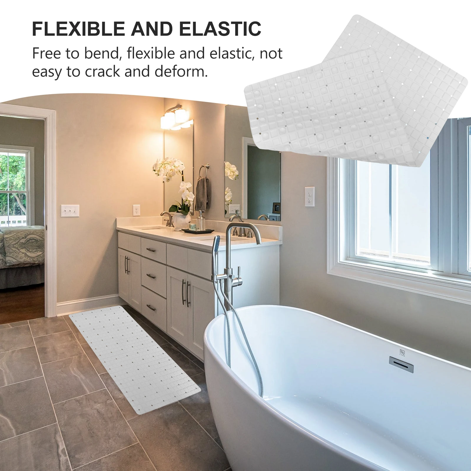 

1Pcs Non-Slip Bathroom Floor Mat Hollow Splicing PVC Suction Cup Waterproof Anti-Skid Pad Swimming Pool Toilet Ground Mat