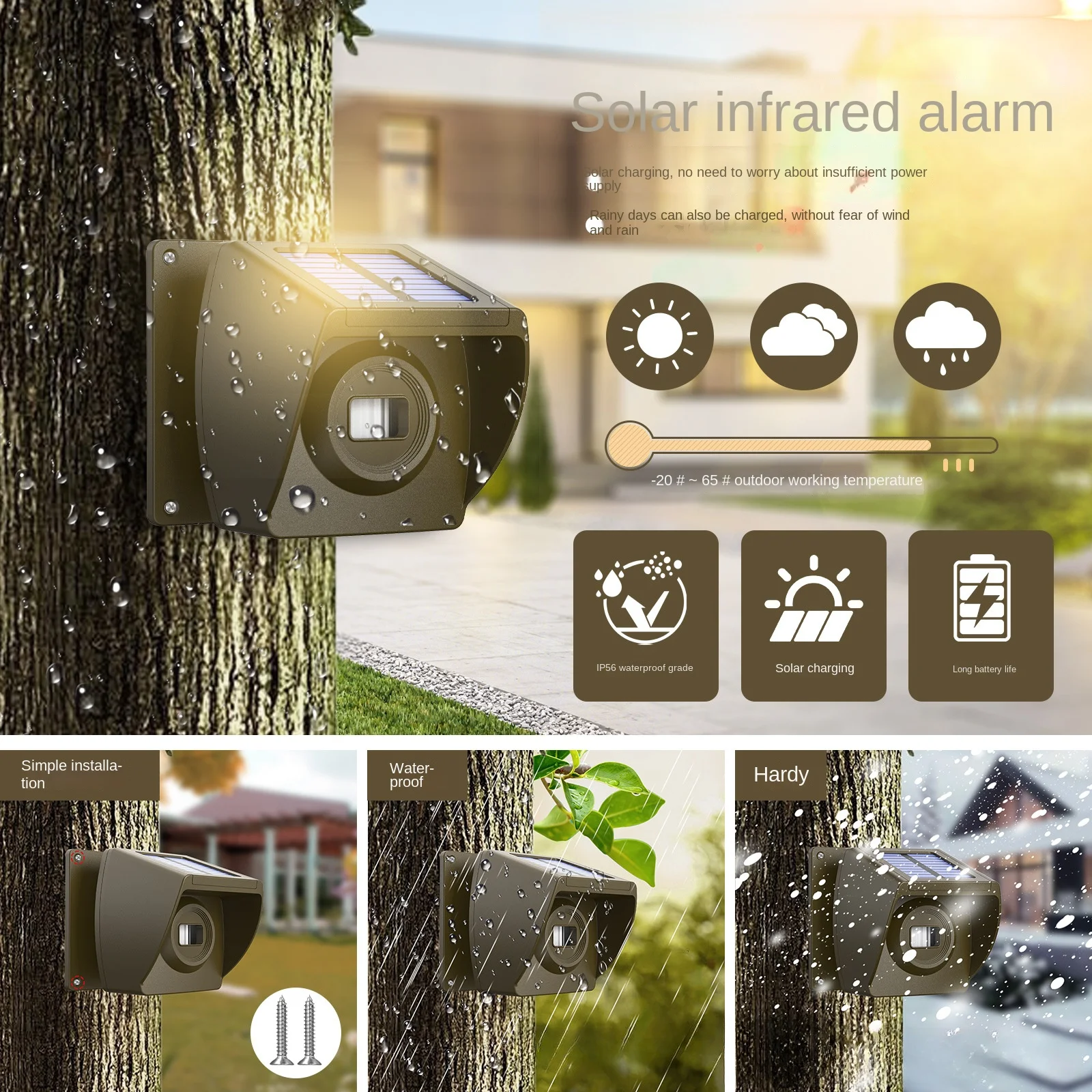 Cross-border Solar Outdoor Infrared Lane Alarm Fish Pond Orchard Anti-theft Induction Wireless Outdoor Alarm