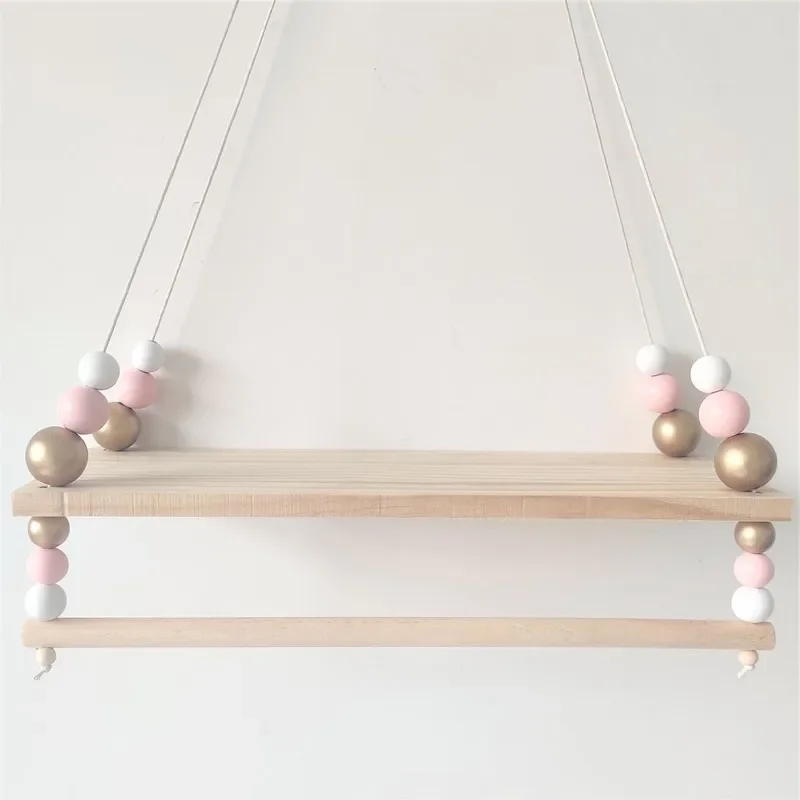 

Nordic Style Handmade Kindergarten Decorative Wall Shelf Girl Clothes Storage Rack Children's Room Hanging Beads