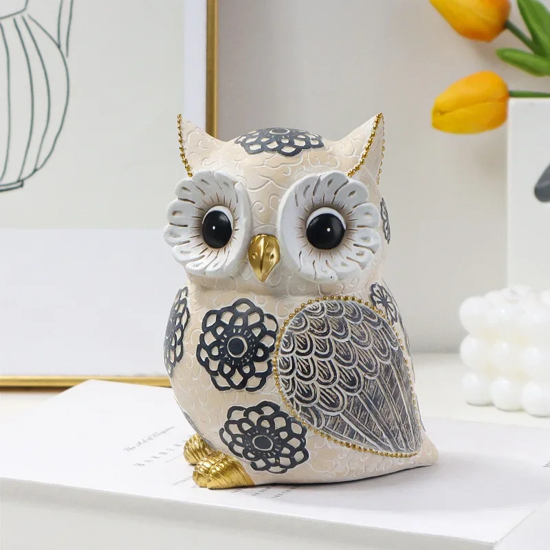 

Resin Owl Statues Animal Figurines Cute Birds Sculptures Desktop Ornament Office Cabinet Home Decor Handmade Art Craft