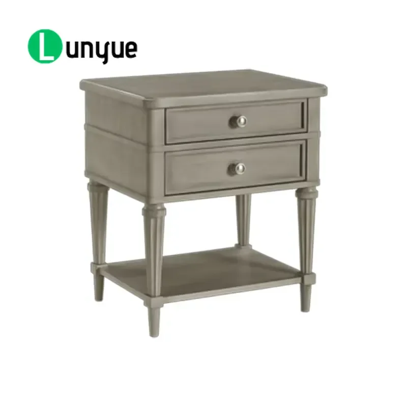 Luxury Retro French American Solid Wood Veneer Bedside Table Customizable Classic Nightstand for Bedroom Home Decor Furniture