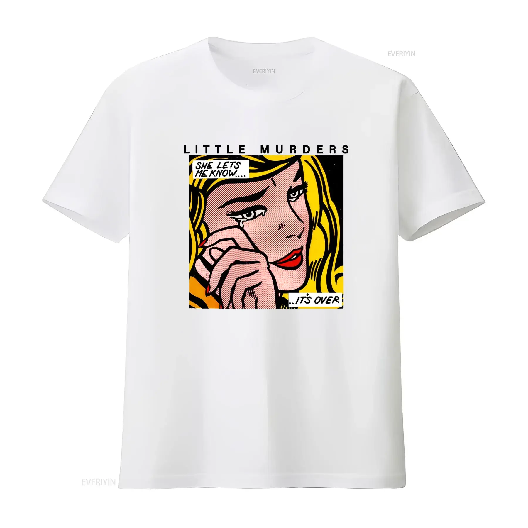 Retro Pop Art Crying Girl Vintage Comic Slogan Print Casual T Shirt vintage Washed Slightly designer clothes Comfortable